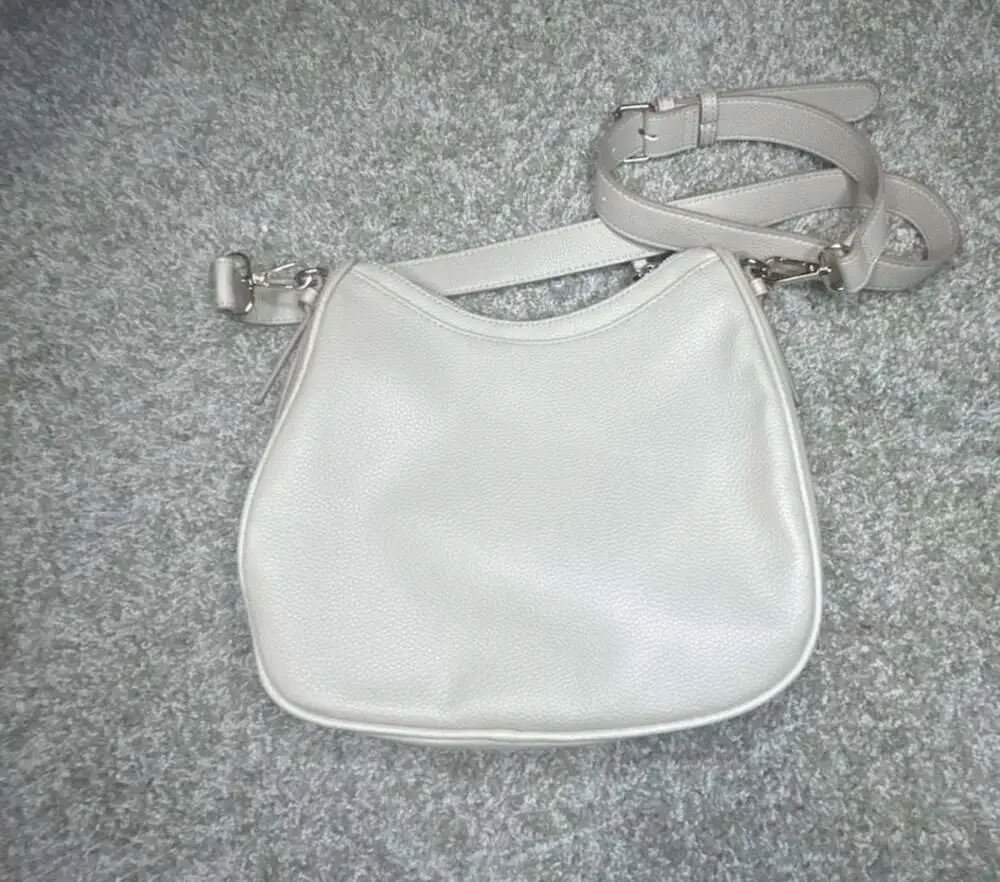 Nanette Lepore Beige Pebbled Faux Leather Crossbody Bag